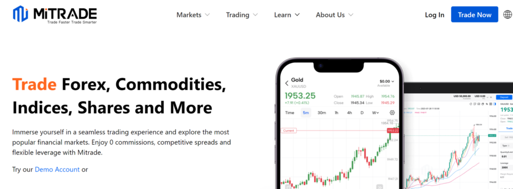 MiTrade Market Instruments- What mitrade offers are Forex, Crypto CFDs, Commodities, Stocks, Indices, and Shares trading